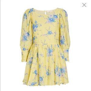 LOVESHACKFANCY Ross Floral Silk-Cotton Mini Dress NWT